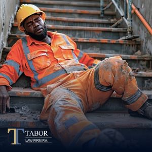 An injured construction worker after falling down a flight of stairs on a job in Jackson, MS
